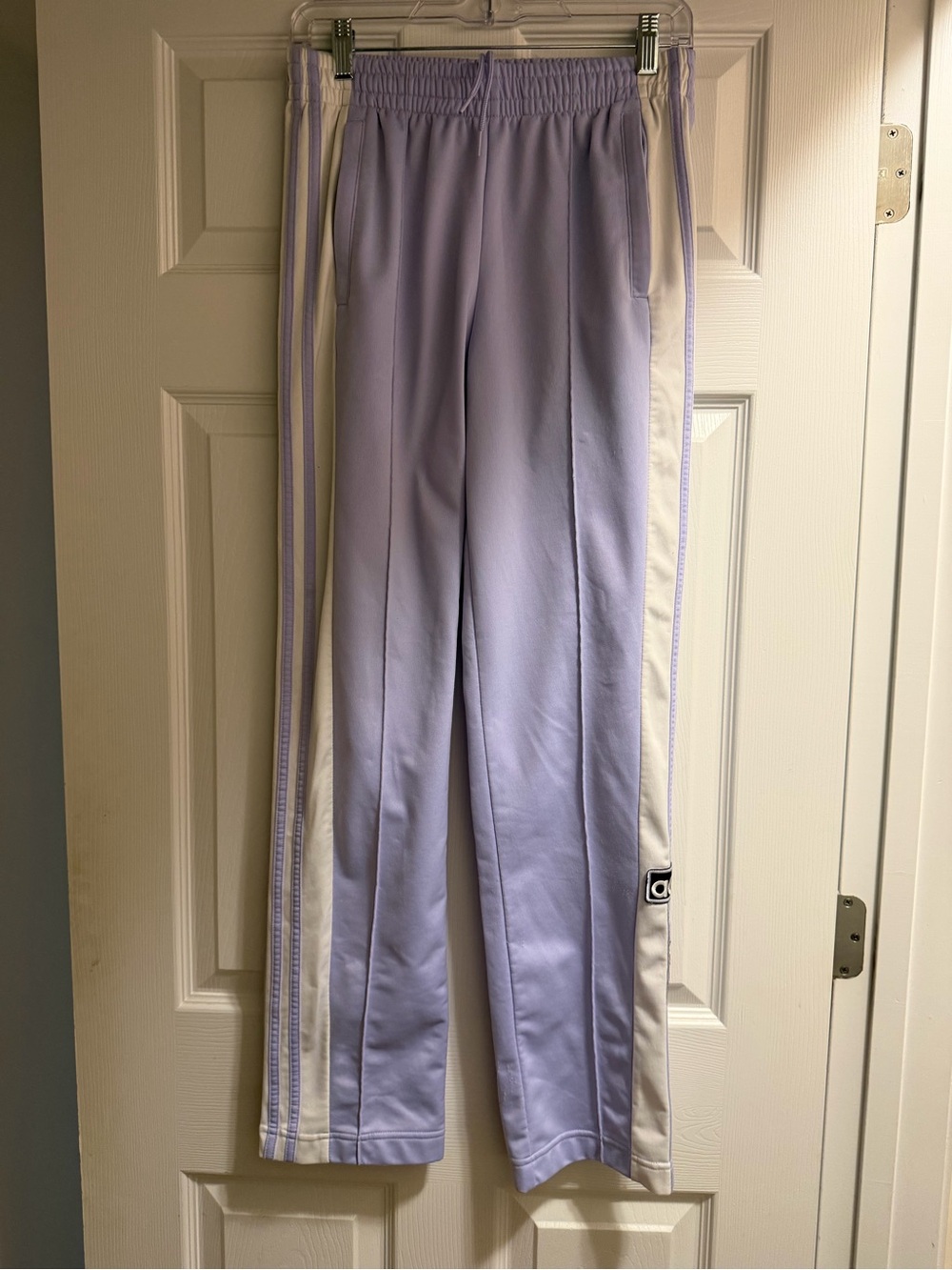 adidas Lilac and White Side-Stripe Joggers